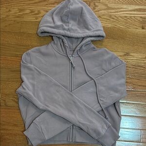Lavender Hooded Zip-Up crop Hollister